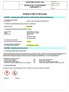 Scheda di Dati di Sicurezza Resinfloor 305 S Trasparente Componente A IsolResine Edilizie