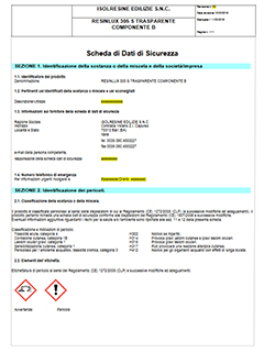 Scheda di Dati di Sicurezza Resinfloor 305 S Trasparente Componente B IsolResine Edilizie