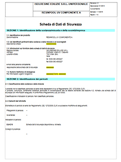 Scheda di Dati di Sicurezza Resinpoll UV Componente A IsolResine Edilizie