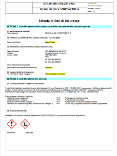 Scheda di Dati di Sicurezza Resinlux 305 T Componente A IsolResine Edilizie