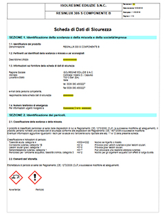 Scheda di Dati di Sicurezza Resinlux 305 T Componente B IsolResine Edilizie