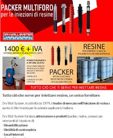 Packer iniezione resine Dry Wall System
