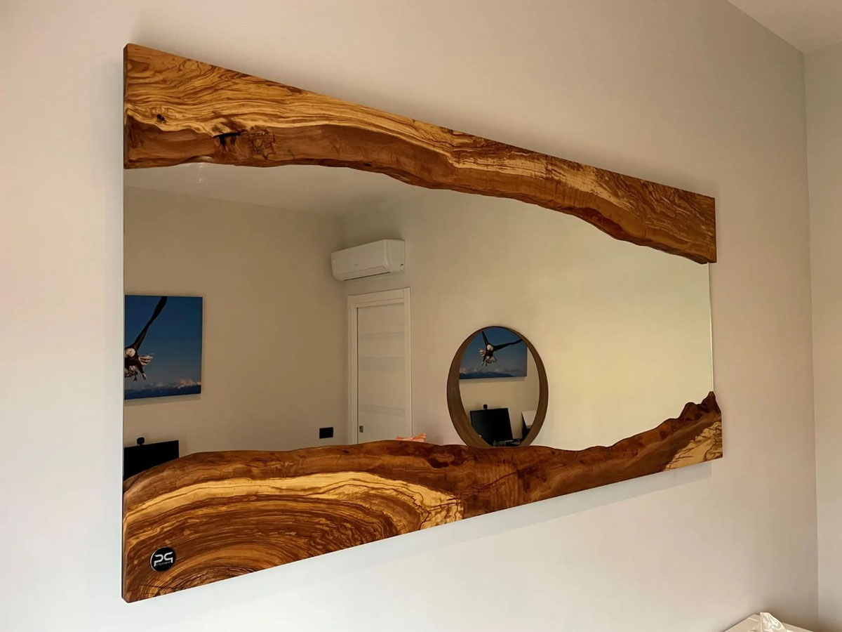 Specchio rustico in legno di olivo PG creations