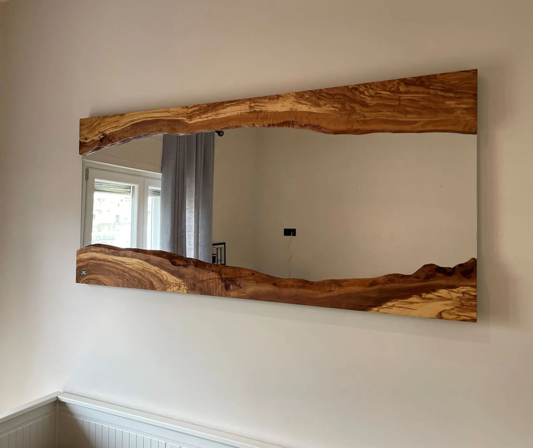 Specchio rustico in legno di olivo PG creations