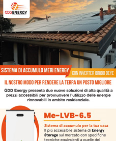 Scopri di più sull'articolo Sistema di accumulo Meri Energy con inverter Ibrido Deye