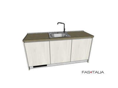 Mini cucina 184cm con frigo lavastoviglie e lavabo – FAS Italia