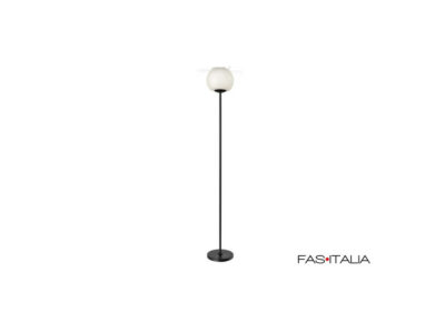 Lampada da pavimento metallo nero e vetro bianco – FAS Italia