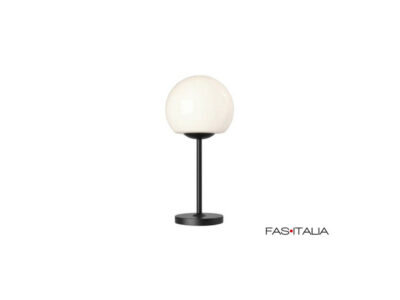Lampada da tavolo in metallo nero e vetro bianco – FAS Italia