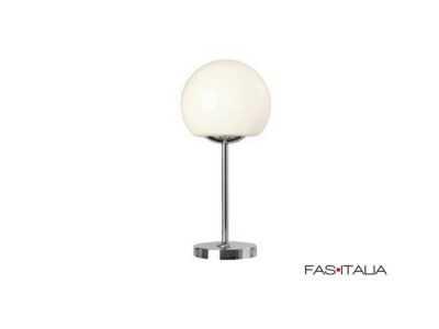 Lampada da tavolo metallo cromato e vetro bianco – FAS Italia
